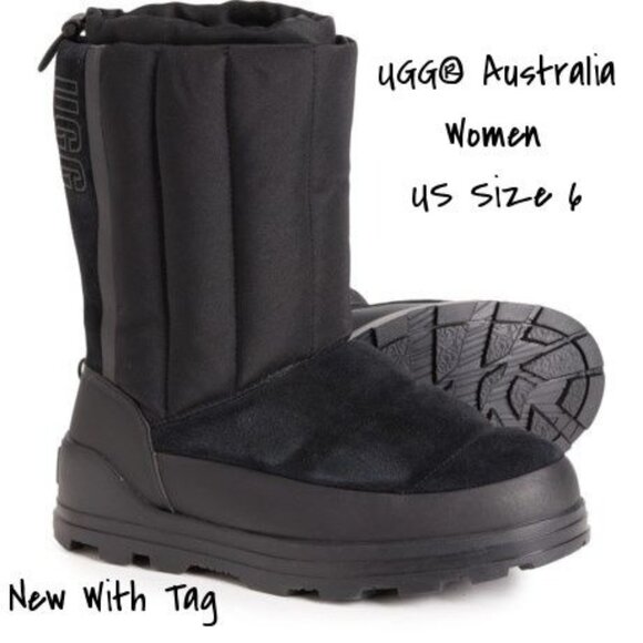 UGG® Australia Shoes - UGG Classic Short Waterproof Boots Black Klamath Women's Size 6 - Brand New
